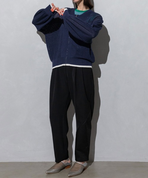 MARECHAL TERRE（マルシャルテル）の「ニットメッシュブルゾン（ブルゾン・レディース・ネイビー/ホワイト/ライトグレー/ブラック・MEDIUM）」の8枚目の写真