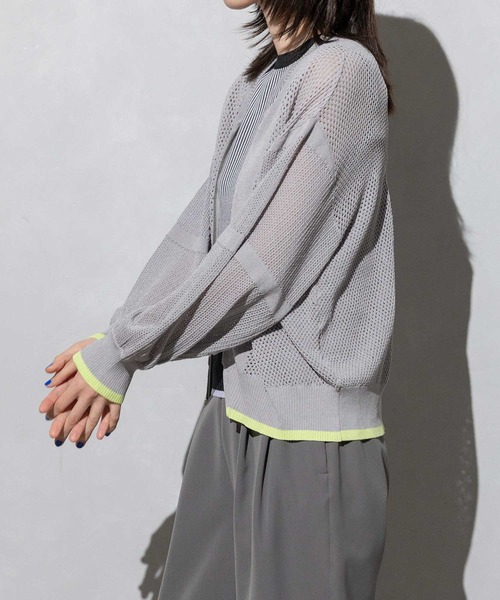 MARECHAL TERRE（マルシャルテル）の「ニットメッシュブルゾン（ブルゾン・レディース・ネイビー/ホワイト/ライトグレー/ブラック・MEDIUM）」の9枚目の写真