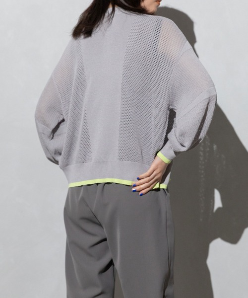 MARECHAL TERRE（マルシャルテル）の「ニットメッシュブルゾン（ブルゾン・レディース・ネイビー/ホワイト/ライトグレー/ブラック・MEDIUM）」の10枚目の写真