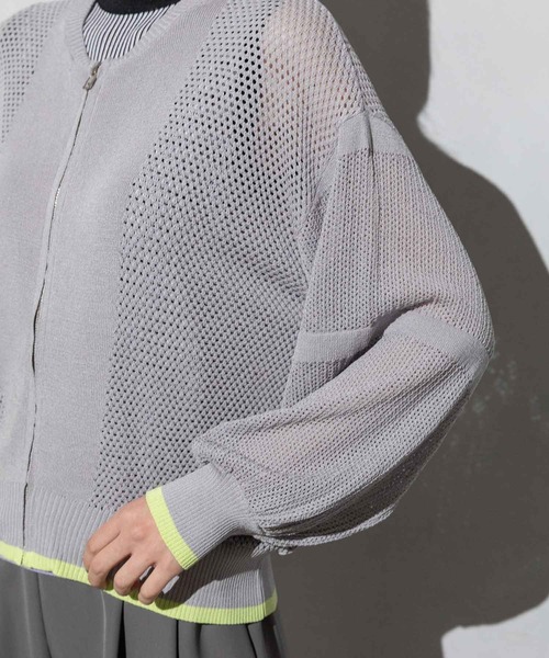 MARECHAL TERRE（マルシャルテル）の「ニットメッシュブルゾン（ブルゾン・レディース・ネイビー/ホワイト/ライトグレー/ブラック・MEDIUM）」の15枚目の写真