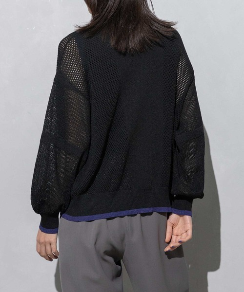 MARECHAL TERRE（マルシャルテル）の「ニットメッシュブルゾン（ブルゾン・レディース・ネイビー/ホワイト/ライトグレー/ブラック・MEDIUM）」の19枚目の写真