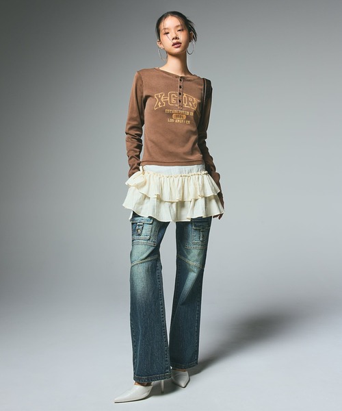 X-girl(エックスガール)の「FRONT POCKET DENIM PANTS(デニムパンツ・レディース・ブラック/インディゴブルー・S/M)」の18枚目の写真