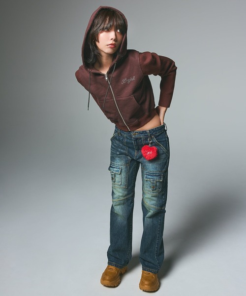 X-girl(エックスガール)の「FRONT POCKET DENIM PANTS(デニムパンツ・レディース・ブラック/インディゴブルー・S/M)」の19枚目の写真