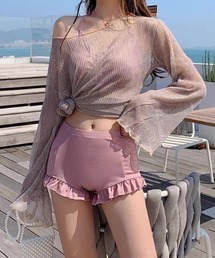ampm（エーエムピーエム）の「大人の透け感ラメシアートップスビキニショートパンツ（水着）」