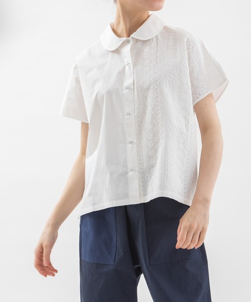 nop de nod(ノップドゥノッド)の「misc rondeフレンチスリーブブラウス(シャツ/ブラウス・レディース・スミクロ/オフホワイト/ライトブルー/ブラック・3)」の2枚目の写真
