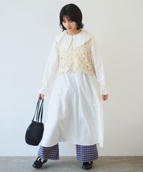 bulle de savon（ビュルデサボン）の「ネパールハンドニット かぎ針レース ベスト（ベスト・レディース・ホワイト/レッド/ブラック・FREE）」の9枚目の写真