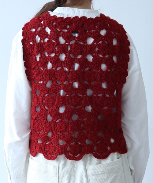 セール】ネパールハンドニット かぎ針レース ベスト（ベスト）｜bulle