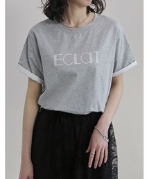 [接触冷感]配色スリーブ半袖ロゴTシャツ