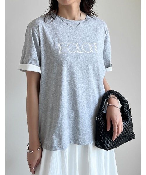 Re:EDIT（リエディ）の「[接触冷感]配色スリーブ半袖ロゴTシャツ（Tシャツ/カットソー・レディース・ブラック/ホワイト/ネイビー/グレー・MEDIUM/LARGE）」の13枚目の写真