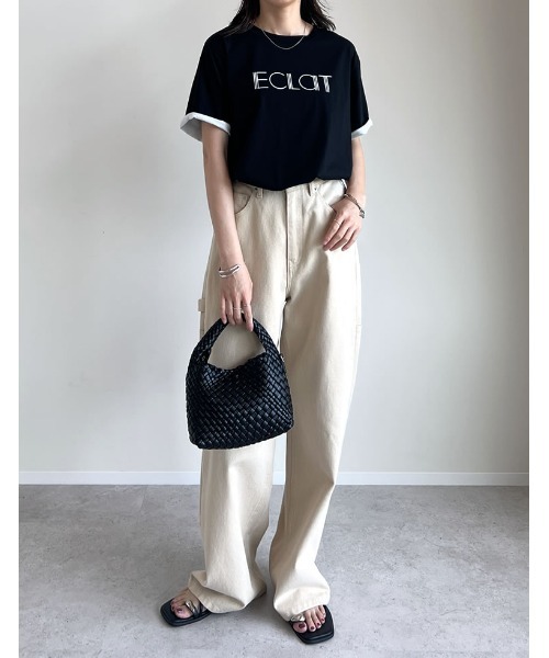 Re:EDIT（リエディ）の「[接触冷感]配色スリーブ半袖ロゴTシャツ（Tシャツ/カットソー・レディース・ブラック/ホワイト/ネイビー/グレー・MEDIUM/LARGE）」の22枚目の写真