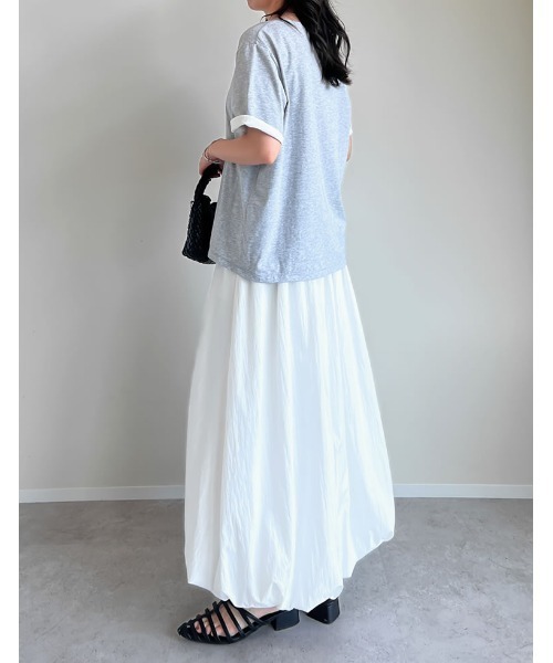 Re:EDIT（リエディ）の「[接触冷感]配色スリーブ半袖ロゴTシャツ（Tシャツ/カットソー・レディース・ブラック/ホワイト/ネイビー/グレー・MEDIUM/LARGE）」の10枚目の写真