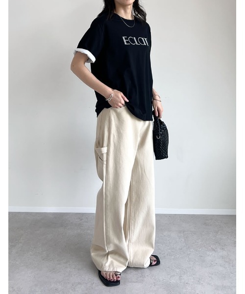Re:EDIT（リエディ）の「[接触冷感]配色スリーブ半袖ロゴTシャツ（Tシャツ/カットソー・レディース・ブラック/ホワイト/ネイビー/グレー・MEDIUM/LARGE）」の20枚目の写真