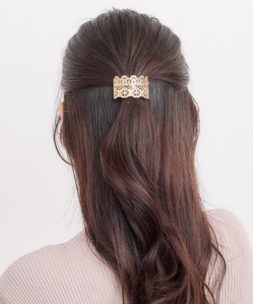 透かしレースメタルフックポニー ヘアカフ（バレッタ/ヘア