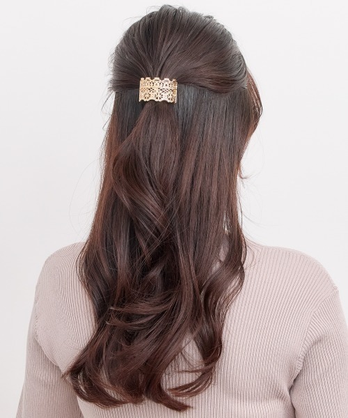 透かしレースメタルフックポニー ヘアカフ（バレッタ/ヘア