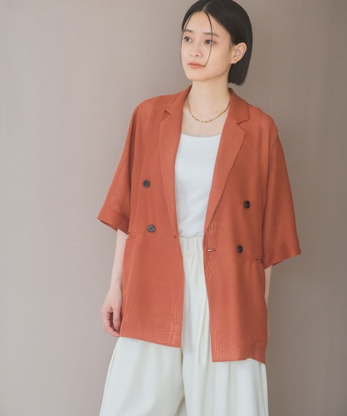 A part by(アパートバイ)の「メッシュWジャケット(テーラードジャケット・レディース・オレンジ系その他5/ブラック/ライトベージュ/オフホワイト・FREE)」の18枚目の写真