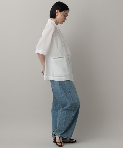 A part by(アパートバイ)の「メッシュWジャケット(テーラードジャケット・レディース・オレンジ系その他5/ブラック/ライトベージュ/オフホワイト・FREE)」の12枚目の写真