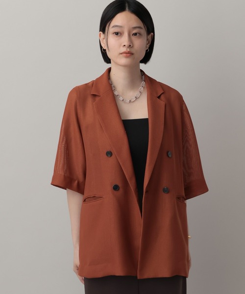 A part by(アパートバイ)の「メッシュWジャケット(テーラードジャケット・レディース・オレンジ系その他5/ブラック/ライトベージュ/オフホワイト・FREE)」の22枚目の写真