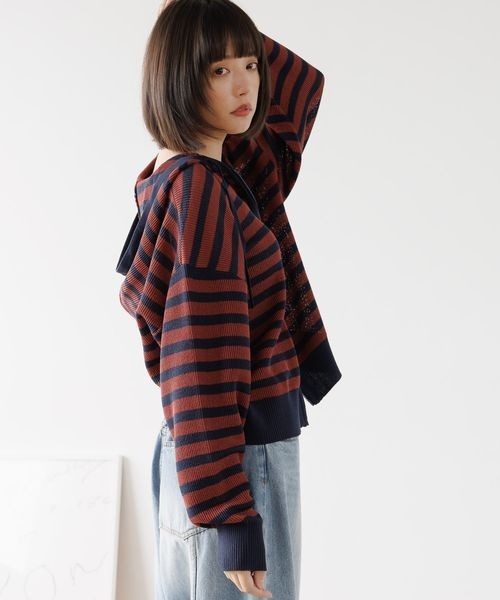 PBLIM(ページボーイリム)の「《UNISEX》ボーダーメッシュパーカー(パーカー・レディース・ブラック/ネイビー・SMALL/MEDIUM)」の15枚目の写真