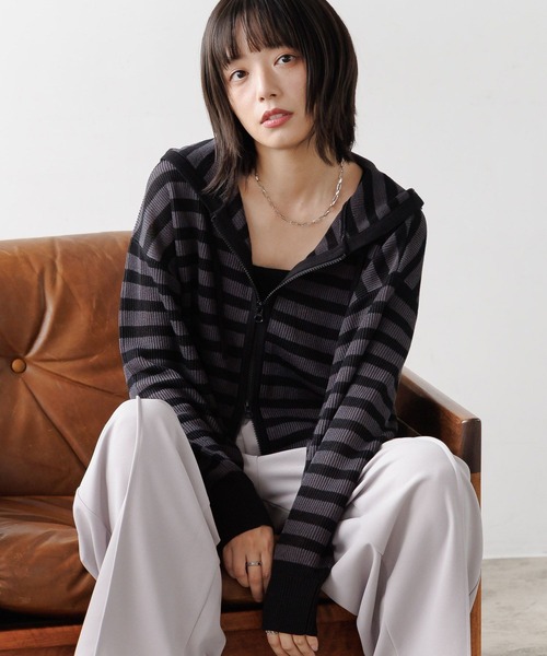セール】《UNISEX》ボーダーメッシュパーカー（パーカー