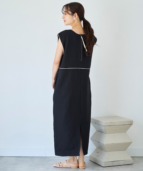 配色パイピング ジャンスカ 【587141】（ジャンパースカート）｜mil