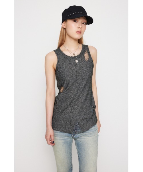 LAGUA GEM（ラグアジェム）の「EASY KNIT タンクトップ（タンクトップ・レディース・アイボリー/ブラック系その他2/カーキ・FREE）」の10枚目の写真