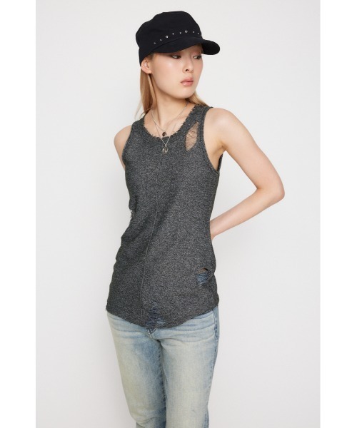 LAGUA GEM（ラグアジェム）の「EASY KNIT タンクトップ（タンクトップ・レディース・アイボリー/ブラック系その他2/カーキ・FREE）」の11枚目の写真