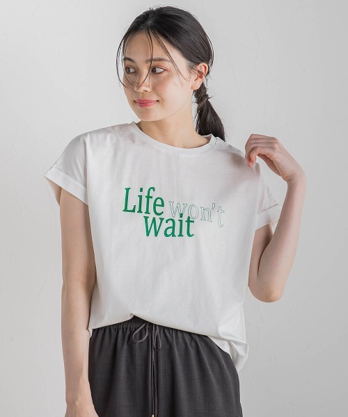 Droite lautreamont(ドロワットロートレアモン)の「ドライタッチコットンNEWロゴTシャツ≪洗濯機で洗える≫(Tシャツ/カットソー・レディース・チャコールグレー/オフホワイト/アイボリー・M)」の2枚目の写真