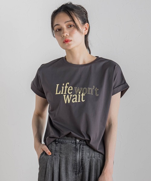 Droite lautreamont(ドロワットロートレアモン)の「ドライタッチコットンNEWロゴTシャツ≪洗濯機で洗える≫(Tシャツ/カットソー・レディース・チャコールグレー/オフホワイト/アイボリー・M)」の3枚目の写真