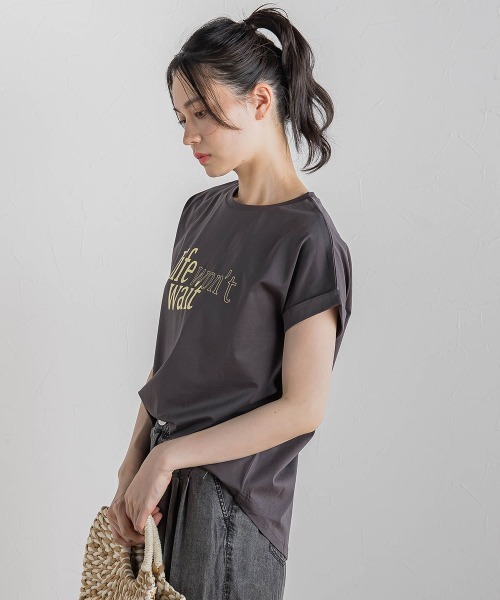 Droite lautreamont(ドロワットロートレアモン)の「ドライタッチコットンNEWロゴTシャツ≪洗濯機で洗える≫(Tシャツ/カットソー・レディース・チャコールグレー/オフホワイト/アイボリー・M)」の10枚目の写真