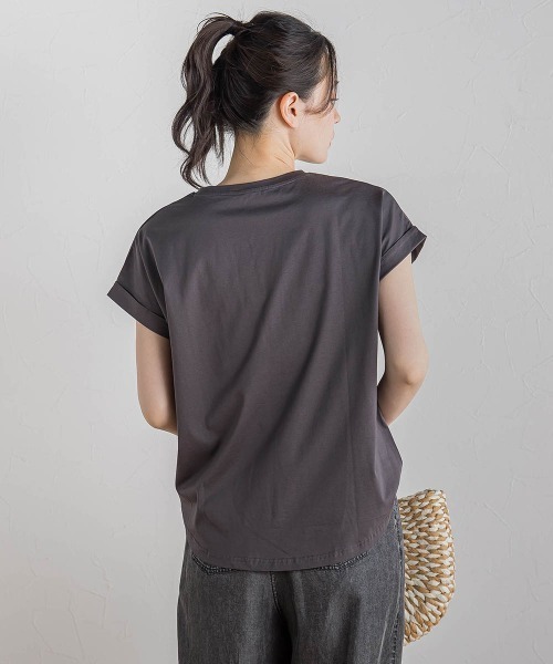 Droite lautreamont(ドロワットロートレアモン)の「ドライタッチコットンNEWロゴTシャツ≪洗濯機で洗える≫(Tシャツ/カットソー・レディース・チャコールグレー/オフホワイト/アイボリー・M)」の11枚目の写真