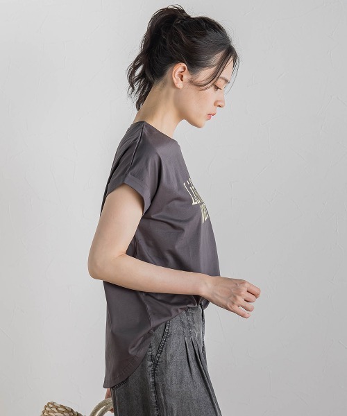 Droite lautreamont(ドロワットロートレアモン)の「ドライタッチコットンNEWロゴTシャツ≪洗濯機で洗える≫(Tシャツ/カットソー・レディース・チャコールグレー/オフホワイト/アイボリー・M)」の12枚目の写真