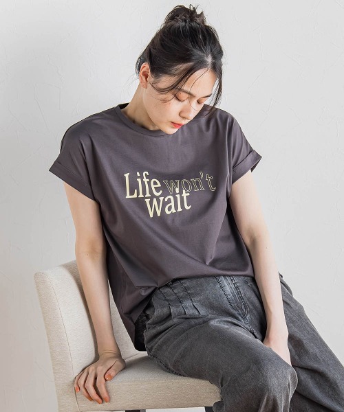 Droite lautreamont(ドロワットロートレアモン)の「ドライタッチコットンNEWロゴTシャツ≪洗濯機で洗える≫(Tシャツ/カットソー・レディース・チャコールグレー/オフホワイト/アイボリー・M)」の13枚目の写真