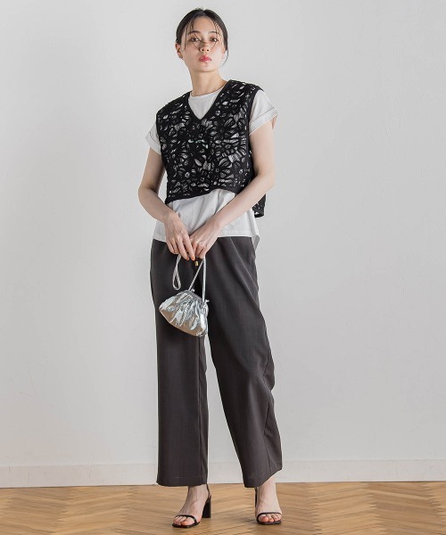 Droite lautreamont(ドロワットロートレアモン)の「ドライタッチコットンNEWロゴTシャツ≪洗濯機で洗える≫(Tシャツ/カットソー・レディース・チャコールグレー/オフホワイト/アイボリー・M)」の5枚目の写真