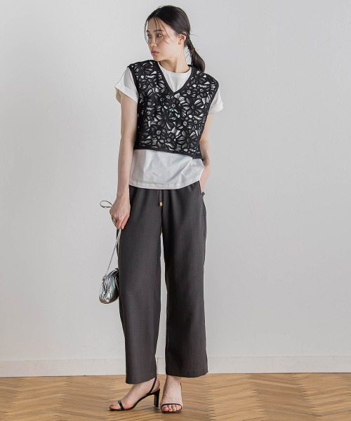 Droite lautreamont(ドロワットロートレアモン)の「ドライタッチコットンNEWロゴTシャツ≪洗濯機で洗える≫(Tシャツ/カットソー・レディース・チャコールグレー/オフホワイト/アイボリー・M)」の7枚目の写真