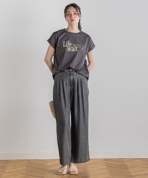 Droite lautreamont(ドロワットロートレアモン)の「ドライタッチコットンNEWロゴTシャツ≪洗濯機で洗える≫(Tシャツ/カットソー・レディース・チャコールグレー/オフホワイト/アイボリー・M)」の17枚目の写真