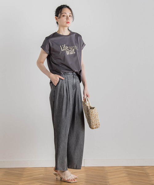 Droite lautreamont(ドロワットロートレアモン)の「ドライタッチコットンNEWロゴTシャツ≪洗濯機で洗える≫(Tシャツ/カットソー・レディース・チャコールグレー/オフホワイト/アイボリー・M)」の18枚目の写真