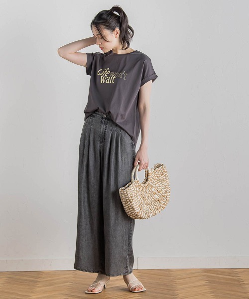Droite lautreamont(ドロワットロートレアモン)の「ドライタッチコットンNEWロゴTシャツ≪洗濯機で洗える≫(Tシャツ/カットソー・レディース・チャコールグレー/オフホワイト/アイボリー・M)」の19枚目の写真