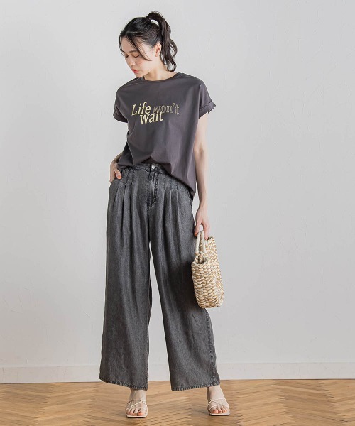 Droite lautreamont(ドロワットロートレアモン)の「ドライタッチコットンNEWロゴTシャツ≪洗濯機で洗える≫(Tシャツ/カットソー・レディース・チャコールグレー/オフホワイト/アイボリー・M)」の20枚目の写真
