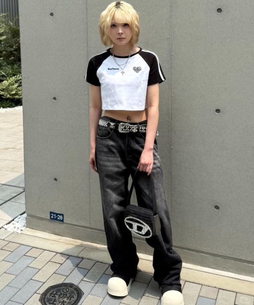 ATMARK(アットマーク)の「《フリーサイズ / レディース 》ThirdHonesty ハートロゴ ラグランショートT(Tシャツ/カットソー・レディース・ホワイト×ブラック/ホワイト×ネイビー/ブラウン・FREE)」の12枚目の写真