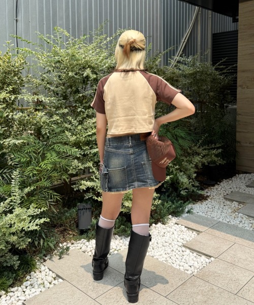 ATMARK(アットマーク)の「《フリーサイズ / レディース 》ThirdHonesty ハートロゴ ラグランショートT(Tシャツ/カットソー・レディース・ホワイト×ブラック/ホワイト×ネイビー/ブラウン・FREE)」の6枚目の写真