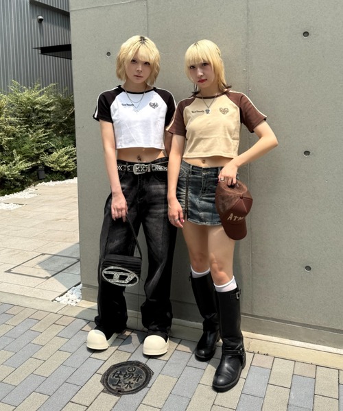 ATMARK(アットマーク)の「《フリーサイズ / レディース 》ThirdHonesty ハートロゴ ラグランショートT(Tシャツ/カットソー・レディース・ホワイト×ブラック/ホワイト×ネイビー/ブラウン・FREE)」の10枚目の写真