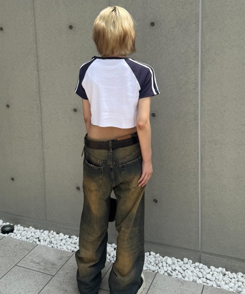 ATMARK(アットマーク)の「《フリーサイズ / レディース 》ThirdHonesty ハートロゴ ラグランショートT(Tシャツ/カットソー・レディース・ホワイト×ブラック/ホワイト×ネイビー/ブラウン・FREE)」の9枚目の写真