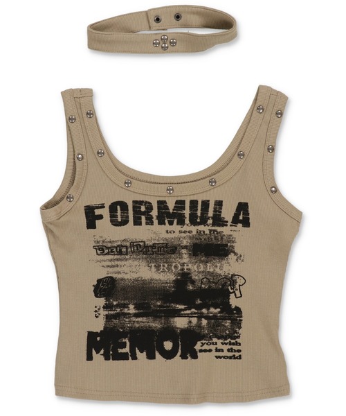 SPINNS（スピンズ）の「【セットアイテム】チョーカー付きテレコリブタンクトップ/スタッズ（タンクトップ・レディース・ブラック/ホワイト/カーキ/ピンク・ONESIZE）」の4枚目の写真