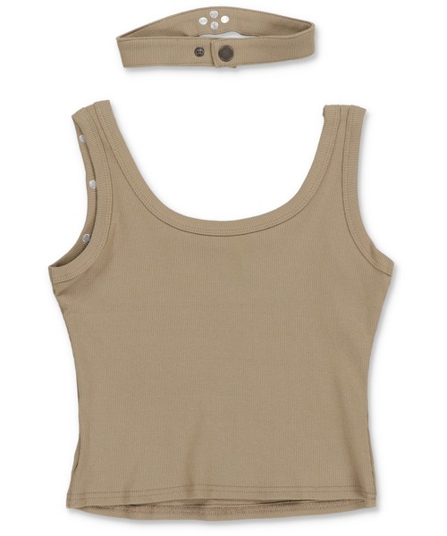 SPINNS（スピンズ）の「【セットアイテム】チョーカー付きテレコリブタンクトップ/スタッズ（タンクトップ・レディース・ブラック/ホワイト/カーキ/ピンク・ONESIZE）」の5枚目の写真