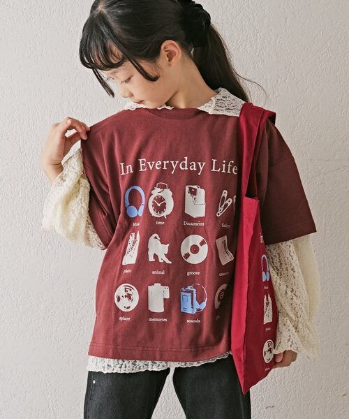 CIAOPANIC TYPY（チャオパニックティピー）の「【KIDS】【男女兼用】アソートプリントマルシェTEE（Tシャツ/カットソー・キッズ・ホワイト/ブラック/ベージュ/ブルー/アイボリー/ボルドー/オフホワイト/グレー/ベージュ系その他/ブルー系その他/バーガンディー/ホワイト系その他2/ホワイト系その他3/ホワイト系その他/グレー系その他・110/130/150）」の15枚目の写真