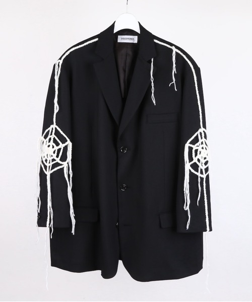 DISCOVERED（ディスカバード）の「DISCOVERED SPIDER CROCHET OVER JACKET（テーラードジャケット・メンズ・ライトベージュ/ブラック・1/3）」の2枚目の写真