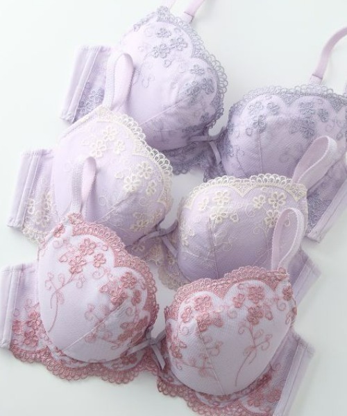 フラワーレースブラジャー3枚組（トリンプ）（A70～E80）（ブラジャー