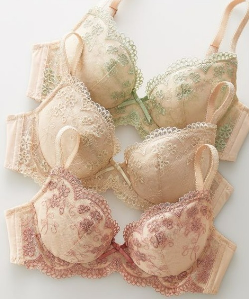 フラワーレースブラジャー3枚組（トリンプ）（A70～E80）（ブラジャー