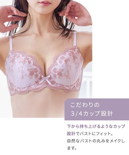 フラワーレースブラジャー3枚組（トリンプ）（A70～E80）（ブラジャー