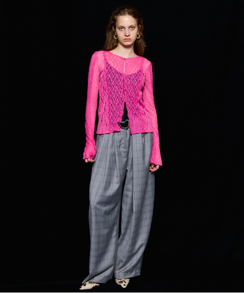 MAISON SPECIAL（メゾンスペシャル）の「Lace Tops/レーストップス（Tシャツ/カットソー・レディース・ホワイト/チャコールグレー/ブラック/ピンク/ライム・FREE）」の13枚目の写真